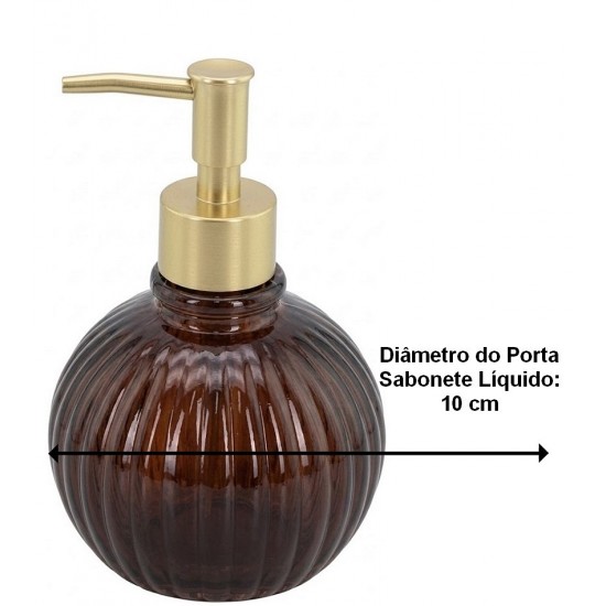 Porta Sabonete Líquido 335ml De Vidro Marrom